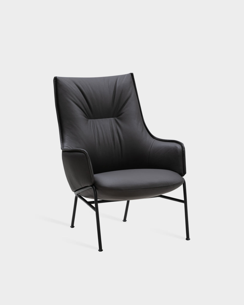 Aloe High Back Lounge Chair - Black Parma Leather