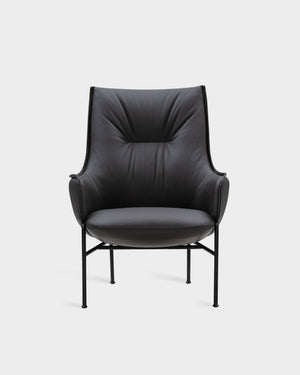Aloe High Back Lounge Chair - Black Parma Leather