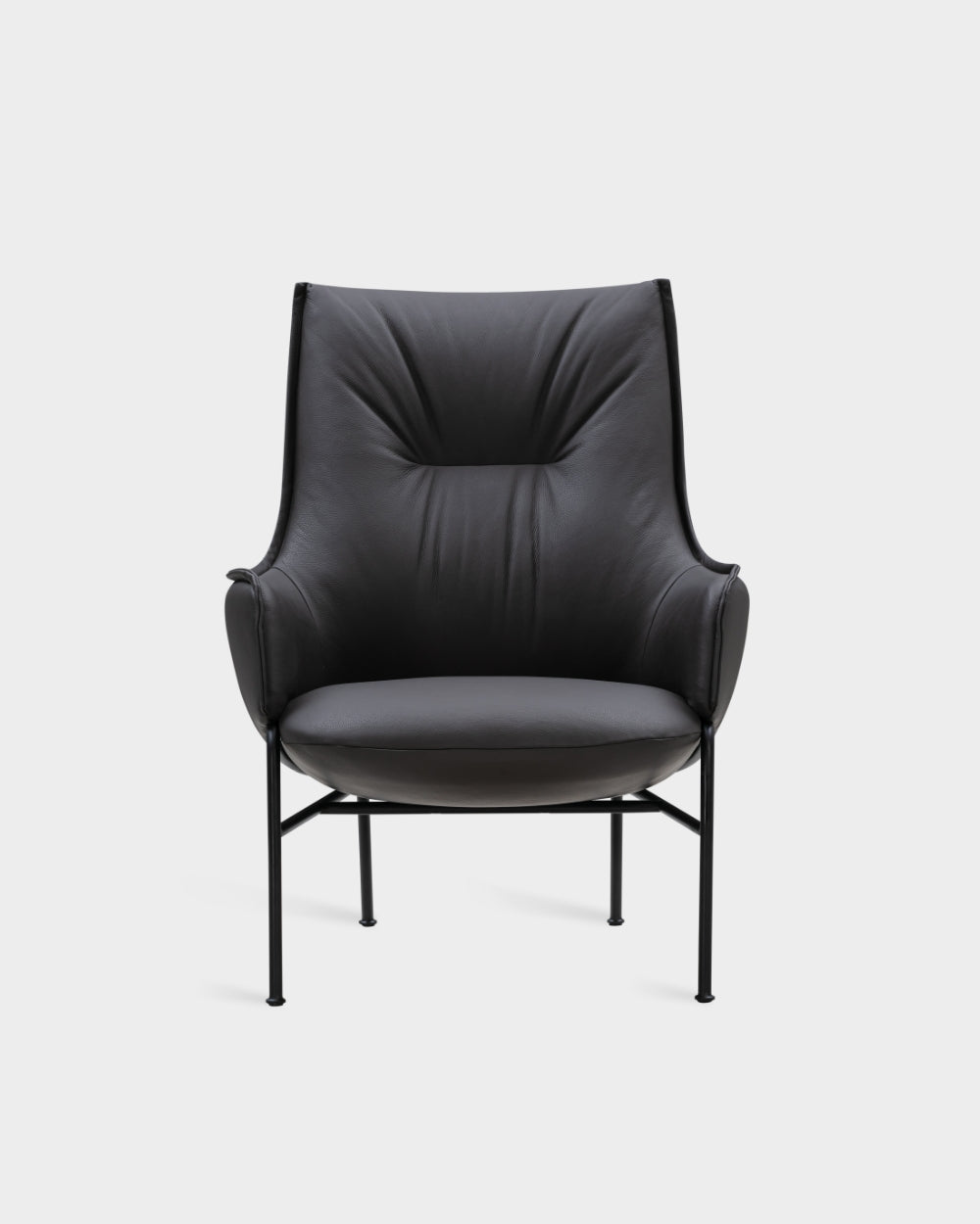 Aloe High Back Lounge Chair - Black Parma Leather