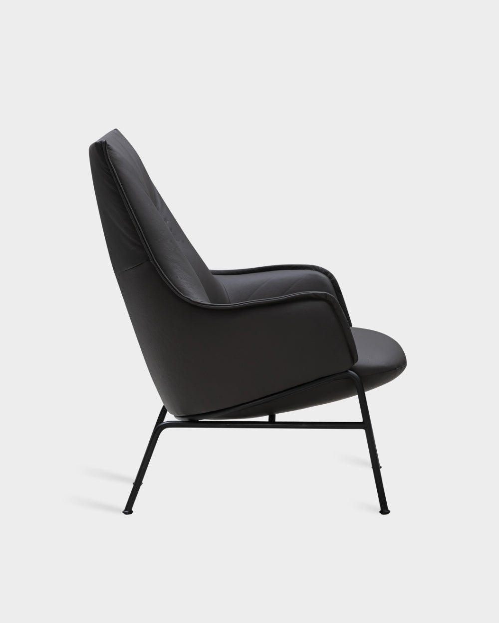 Aloe High Back Lounge Chair - Black Parma Leather