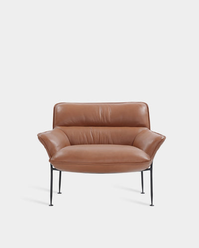 Duvet Lounge Chair - Black - Cognac Parma Leather