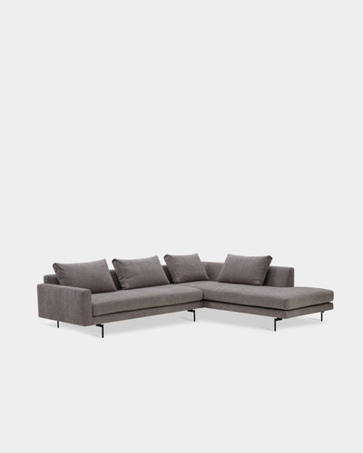 Edge V2 L Shape Sofa with Black Legs - Right Facing Chaise - Dark Grey-Soft 03