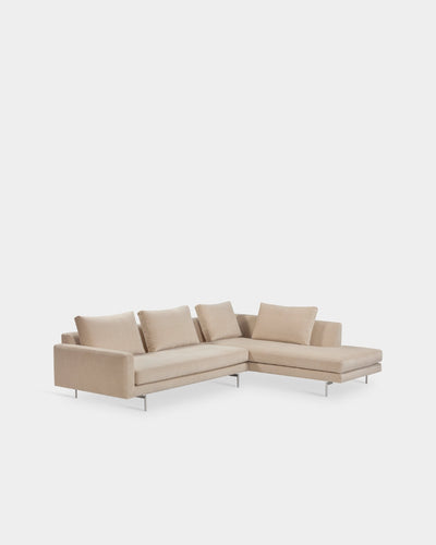 Edge V2 L Shape Sofa with Chrome Legs - Right Facing Chaise - Light Brown-Zest 02