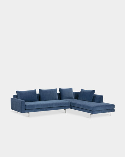 Edge V2 L Shape Sofa with Chrome Legs - Right Facing Chaise - Azure-Zest 12