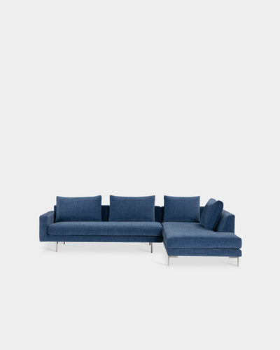 Edge V2 L Shape Sofa with Chrome Legs - Right Facing Chaise - Azure-Zest 12
