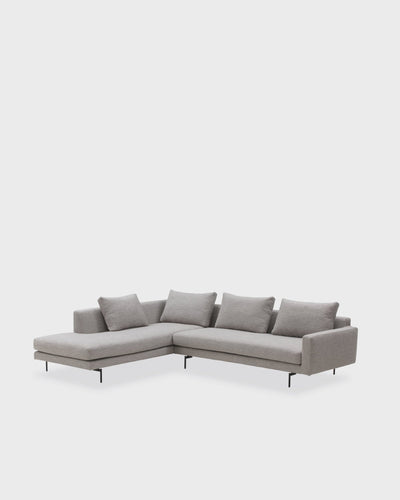 Edge V2 L Shape Sofa with Black Legs - Left Facing Chaise - Dark Grey-Julie 06
