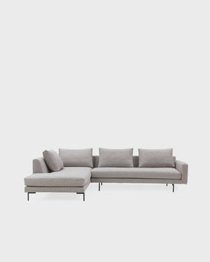 Edge V2 L Shape Sofa with Black Legs - Left Facing Chaise - Dark Grey-Julie 06