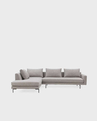 Edge V2 L Shape Sofa with Black Legs - Left Facing Chaise - Dark Grey-Julie 06