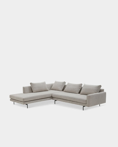 Edge V2 L Shape Sofa with Black Legs - Left Facing Chaise - Light Grey-Soft 02