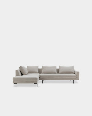 Edge V2 L Shape Sofa with Black Legs - Left Facing Chaise - Light Grey-Soft 02