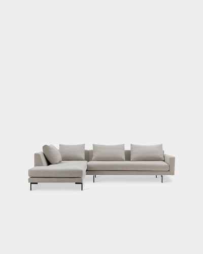 Edge V2 L Shape Sofa with Black Legs - Left Facing Chaise - Light Grey-Soft 02