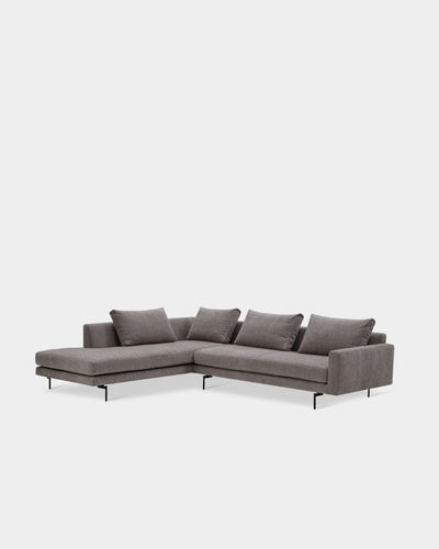 Edge V2 L Shape Sofa with Black Legs - Left Facing Chaise - Dark Grey-Soft 03