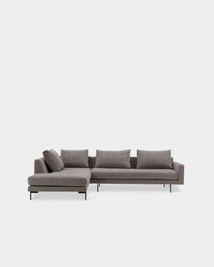 Edge V2 L Shape Sofa with Black Legs - Left Facing Chaise - Dark Grey-Soft 03