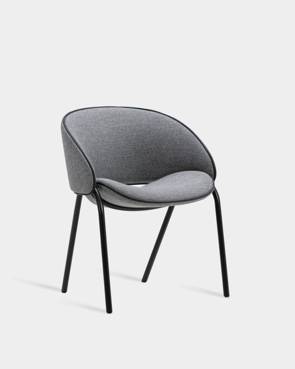 Folium Dining Chair with Leather Piping - Grey-Agata 04