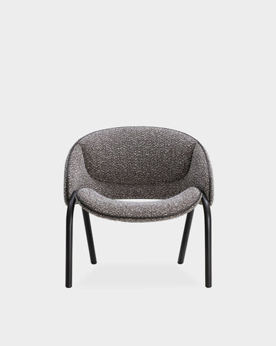 Folium Lounge Chair with Leather Piping - Grey-Silenzio 06