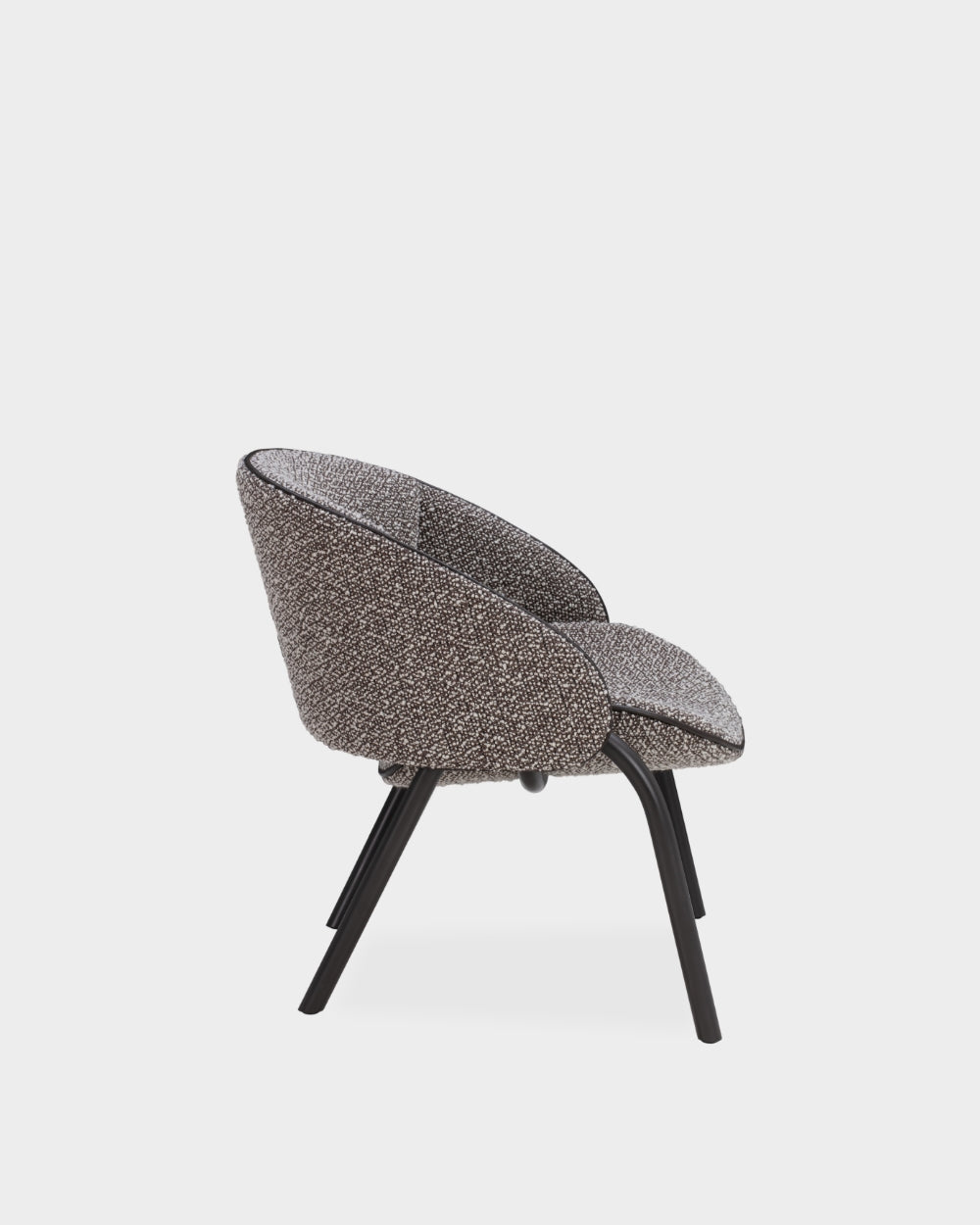Folium Lounge Chair with Leather Piping - Grey-Silenzio 06