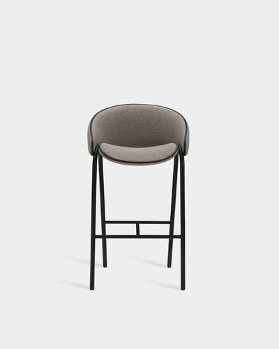 Folium Bar Stool with Leather Piping - Light Brown Boucle-Cuddle 04