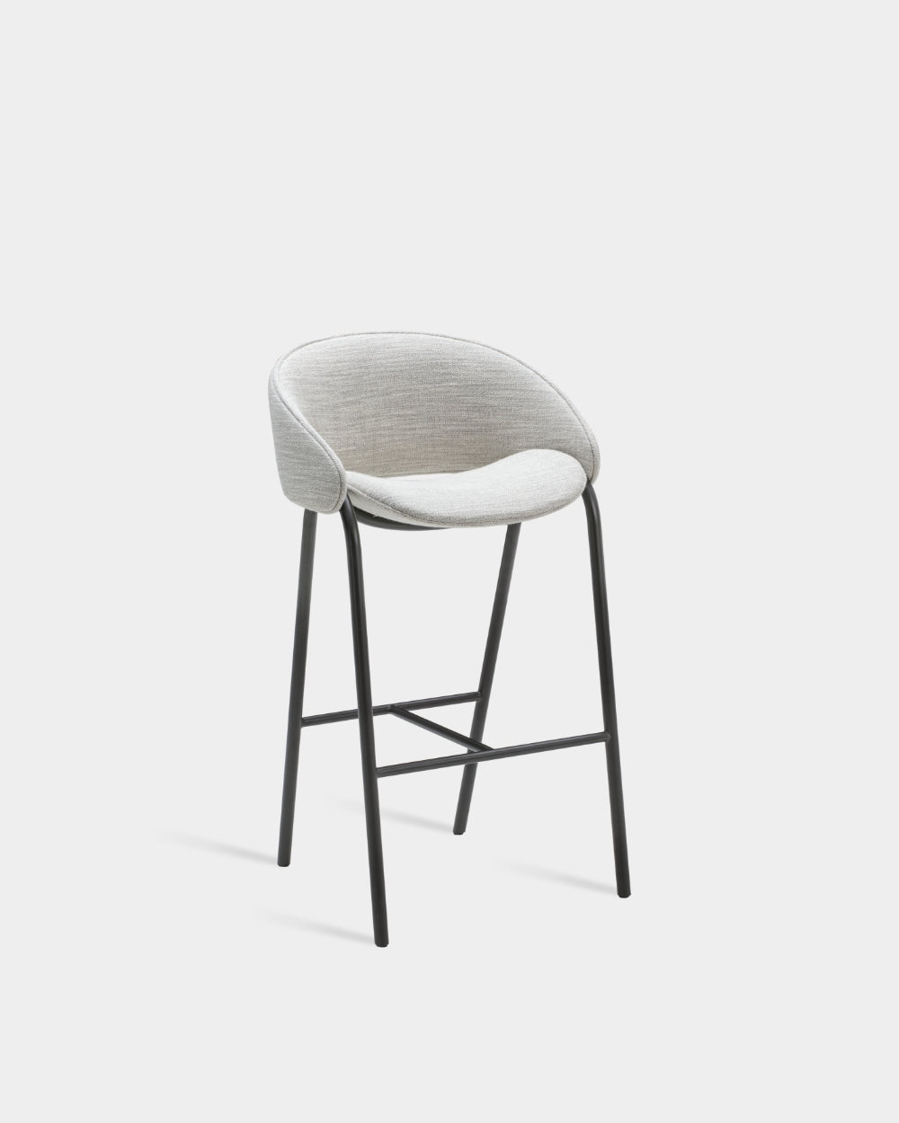 Folium Bar Stool with Leather Piping - Light Grey-Julie 04