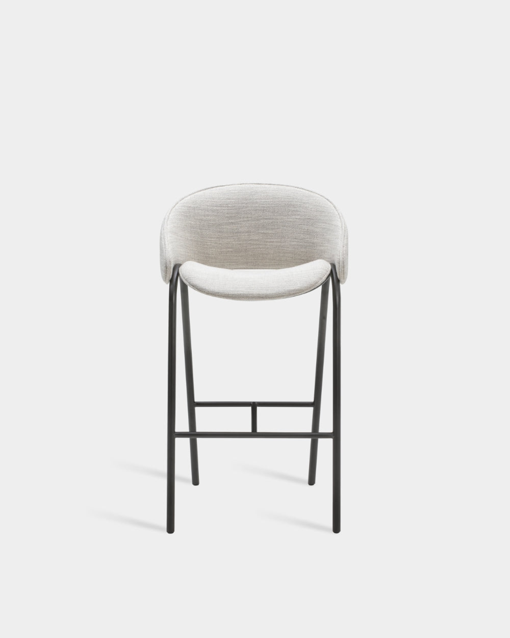 Folium Bar Stool with Leather Piping - Light Grey-Julie 04