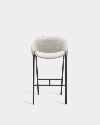 Folium Bar Stool with Leather Piping - Light Grey-Julie 04