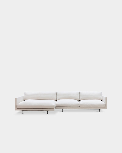 Maho V6 L Shape Sofa - Left Facing Chaise - White Boucle-Cuddle 02