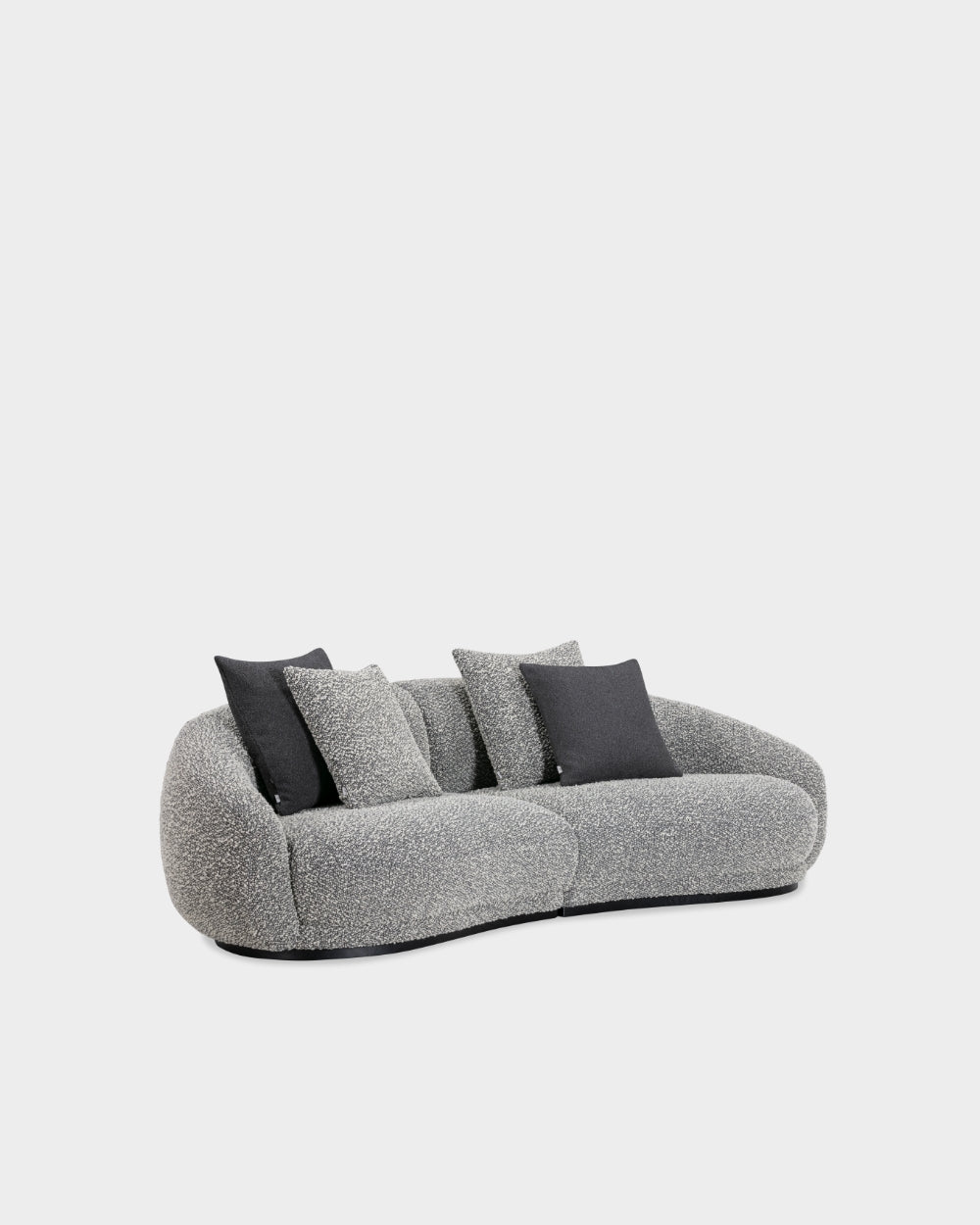 Montholon Curved 3 Seater Sofa - Tweed Grey-Silenzio 08