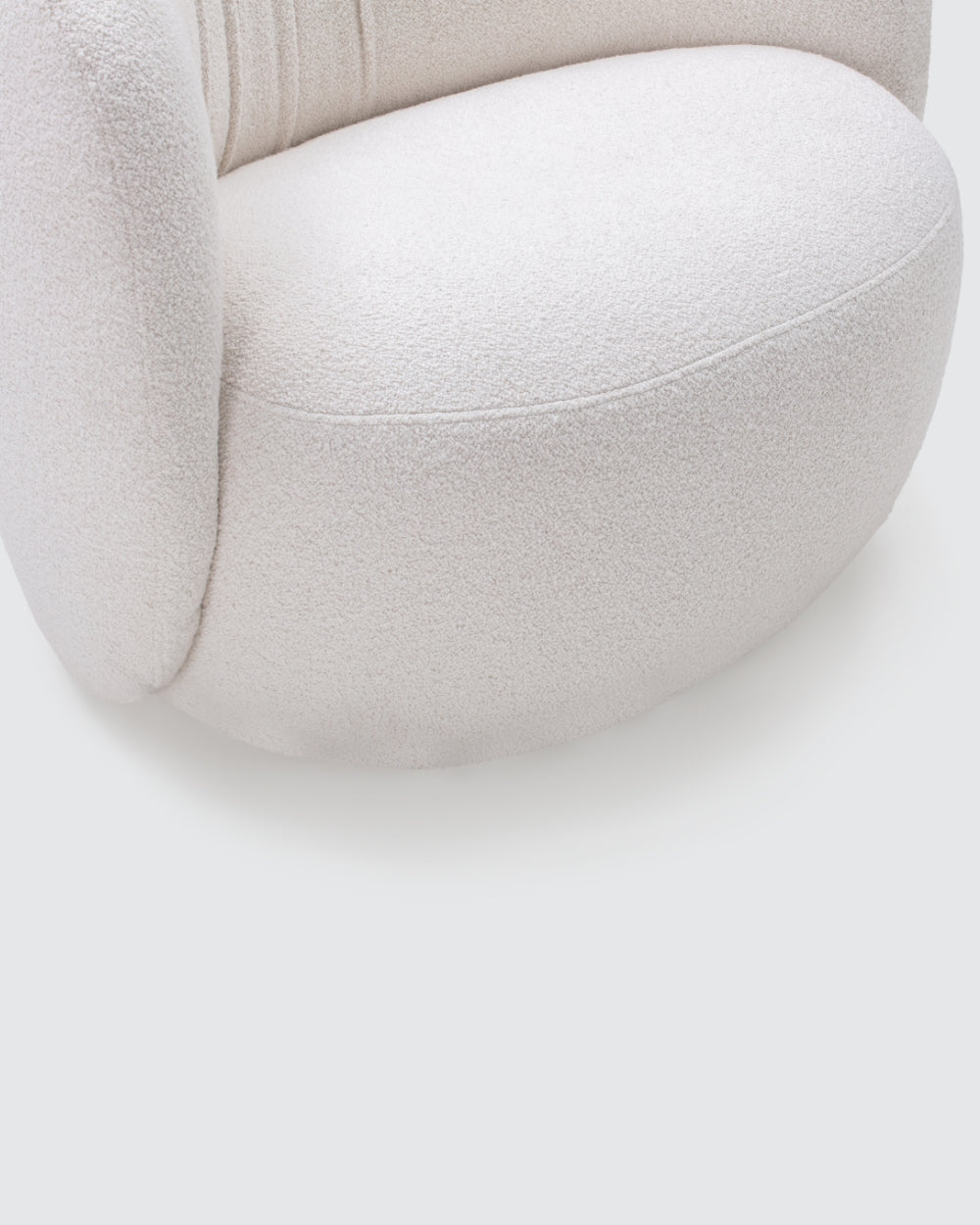 Ovata Swivel Large Lounge Chair - White Boucle-Cuddle 02