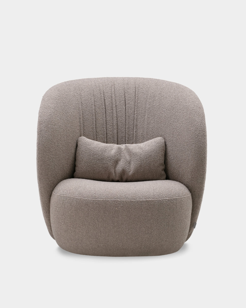 Ovata High Back Lounge Chair - Light Brown Boucle-Cuddle 04