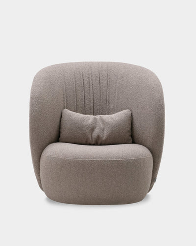 Ovata High Back Lounge Chair - Light Brown Boucle-Cuddle 04