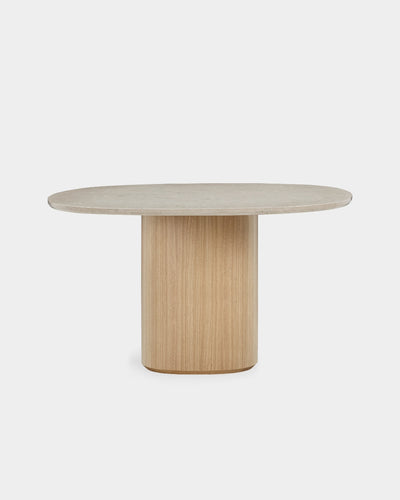 Ovata Dining Table - Light Oak - Jura Grey Limestone