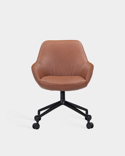 Sinum Swivel Arm Chair with Castors - Cognac Parma Leather
