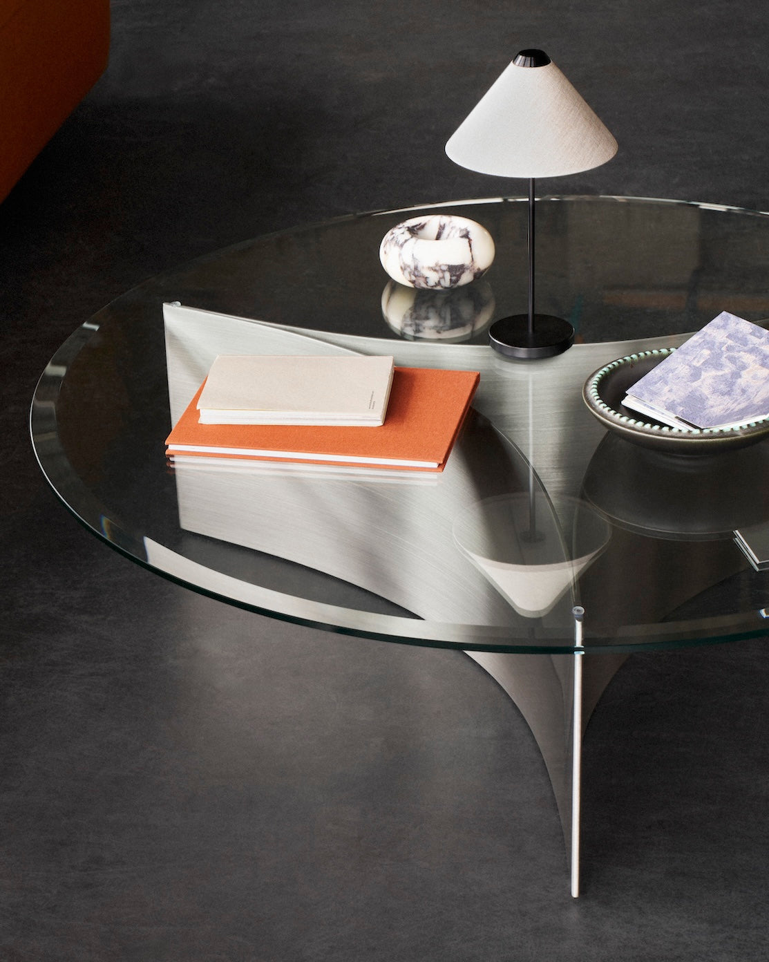 Arc Table - 750mm - Brushed Steel