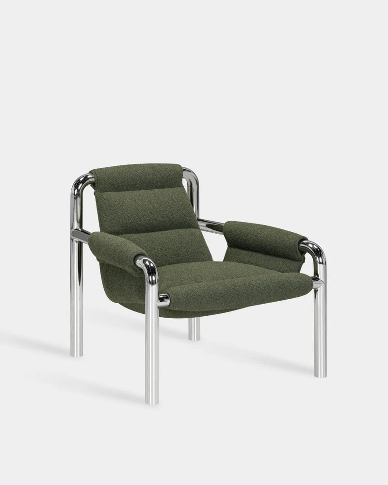 Atli Lounge Chair - Chrome - Forest Boucle-Cuddle 16