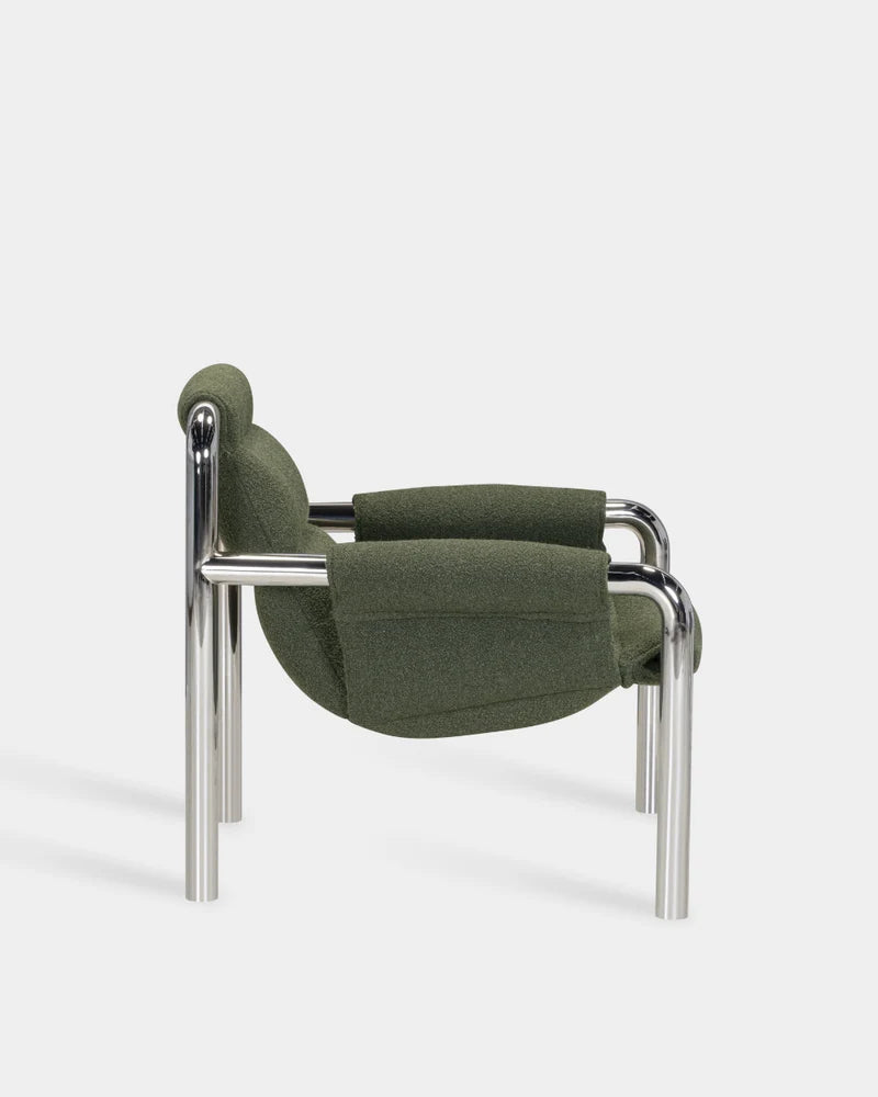 Atli Lounge Chair - Chrome - Forest Boucle-Cuddle 16