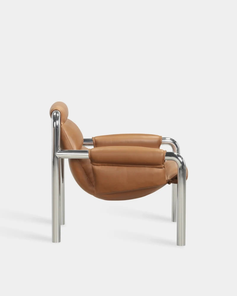 Atli Lounge Chair - Chrome - Cognac Parma Leather