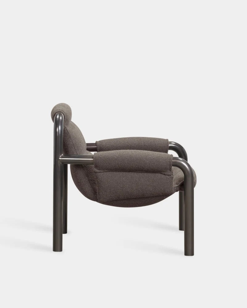 Atli Lounge Chair - Dark Grey Lacquer - Dark Brown Boucle-Cuddle 06
