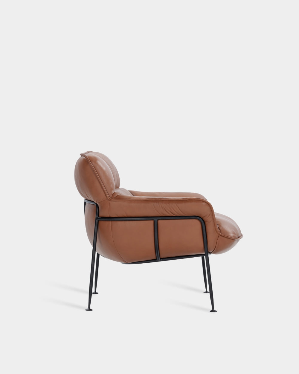 Duvet Lounge Chair - Black - Cognac Parma Leather