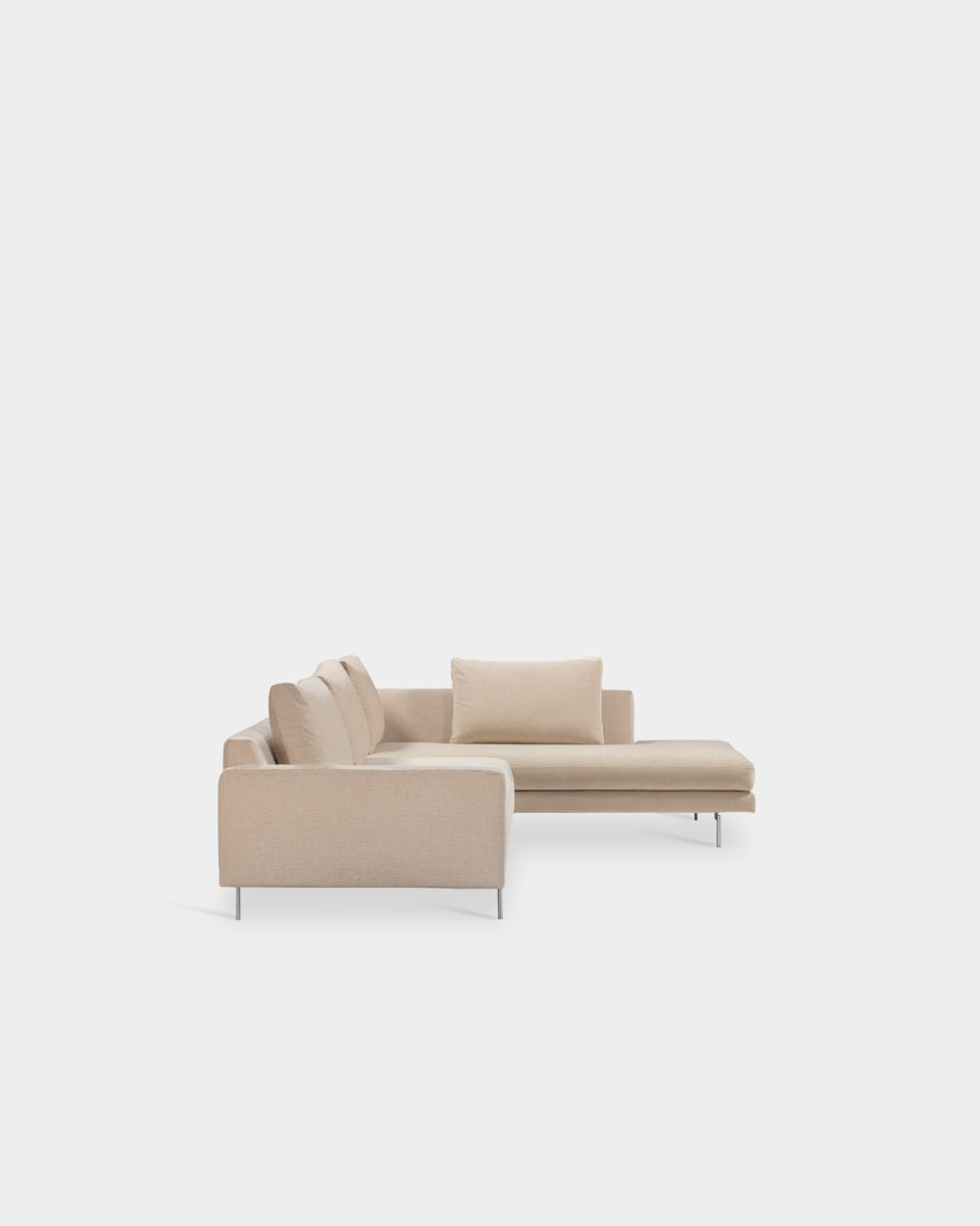 Edge V2 L Shape Sofa with Chrome Legs - Right Facing Chaise - Light Brown-Zest 02