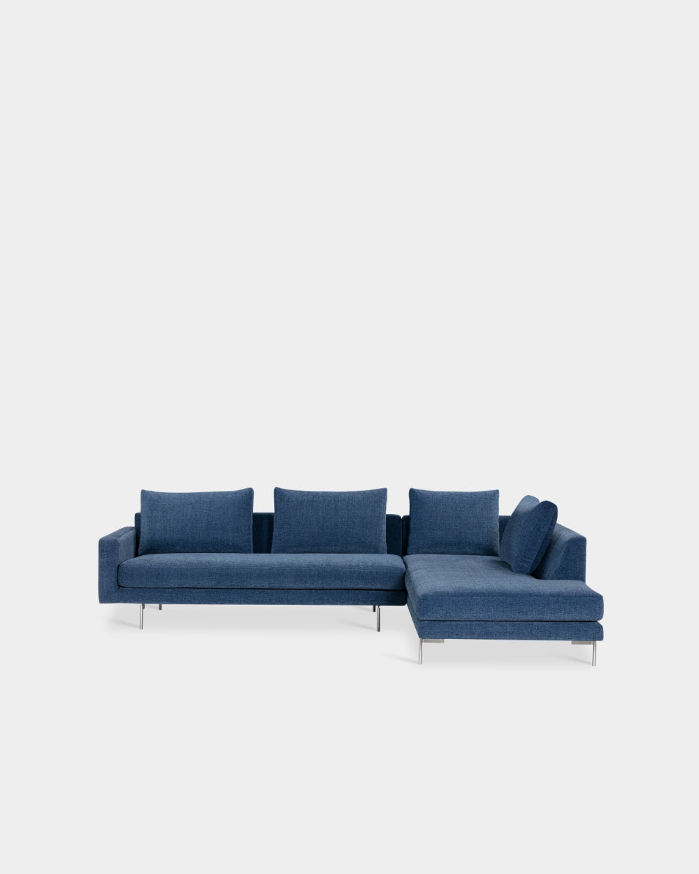 Edge V2 L Shape Sofa with Chrome Legs - Right Facing Chaise - Azure-Zest 12