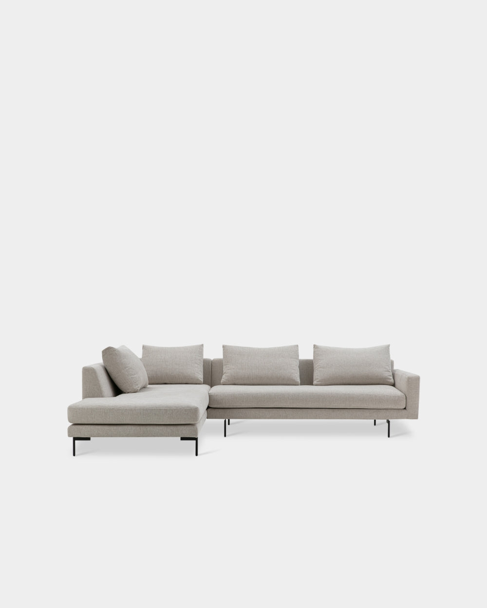 Edge V2 L Shape Sofa with Black Legs - Left Facing Chaise - Light Grey-Soft 02