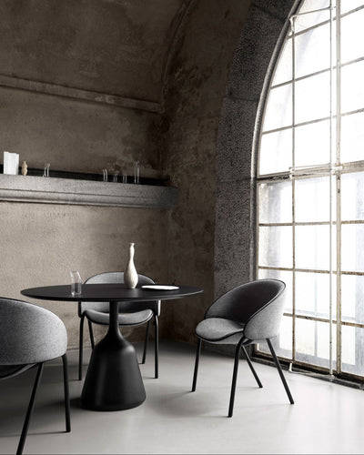 Folium Dining Chair with Leather Piping - Grey-Agata 04