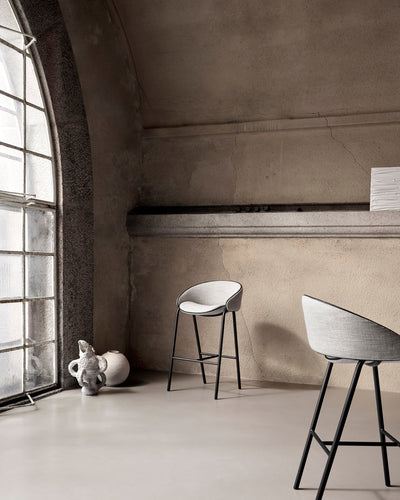 Folium Bar Stool with Leather Piping - Light Grey-Julie 04