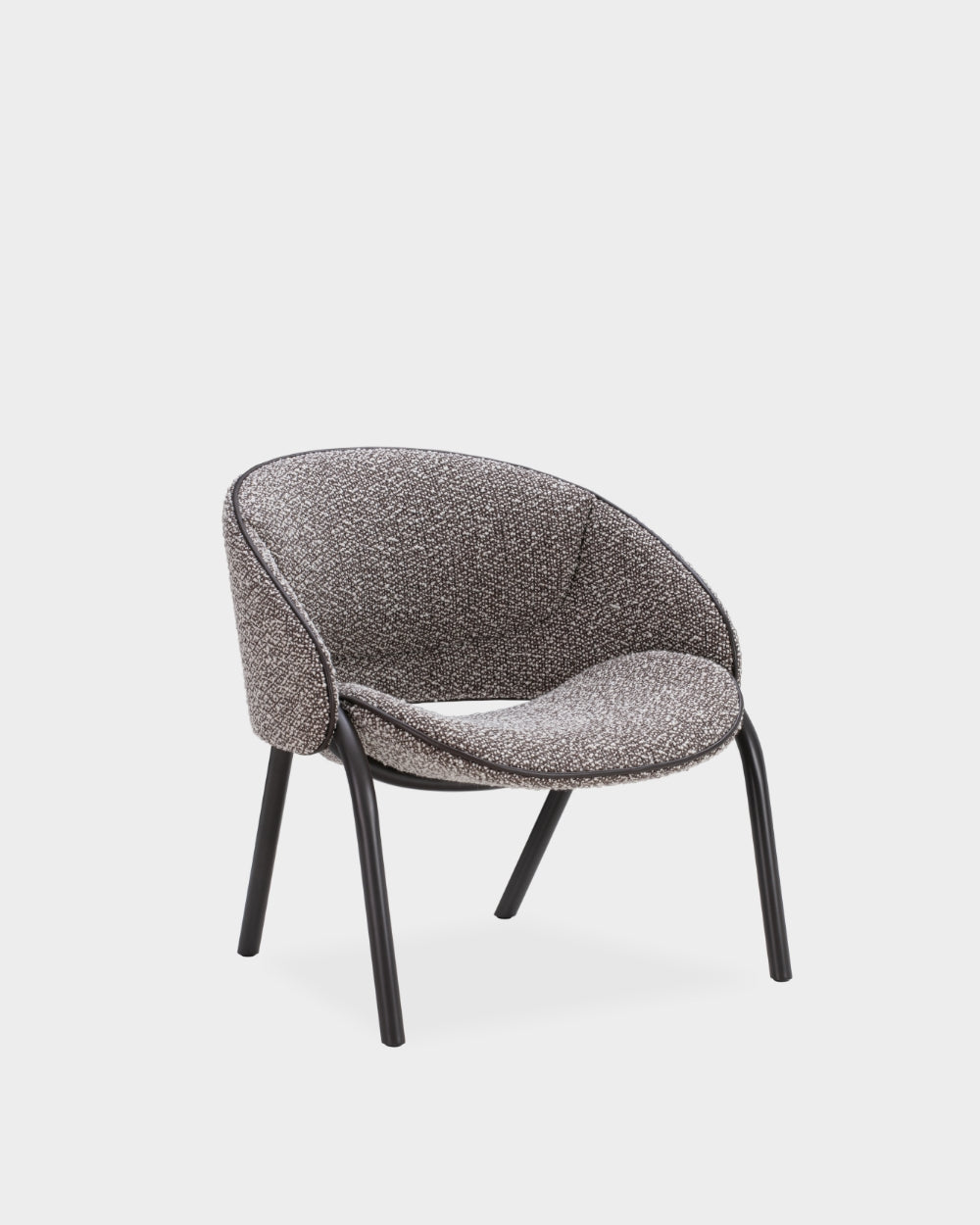 Folium Lounge Chair with Leather Piping - Grey-Silenzio 06