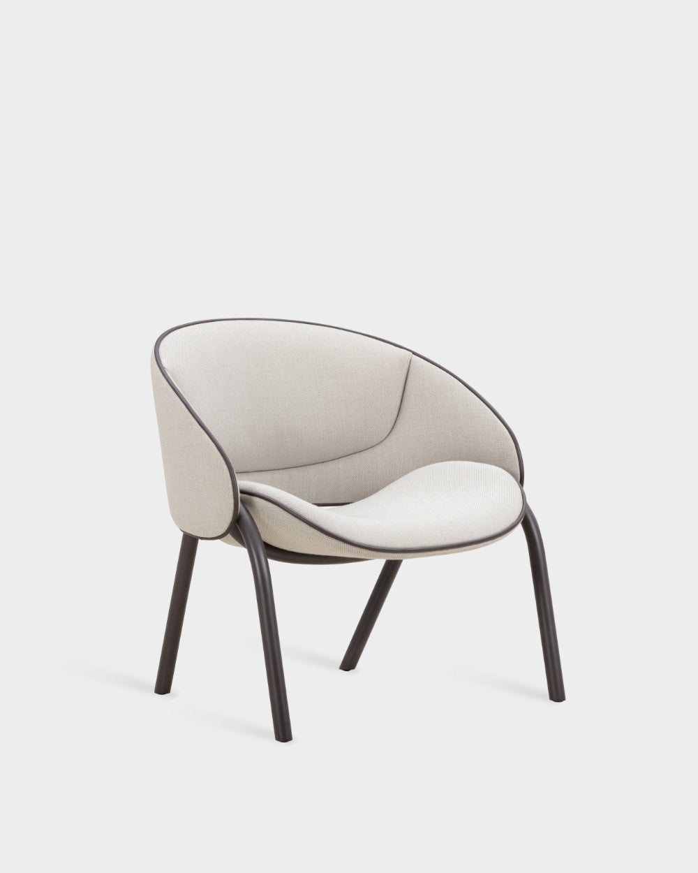 Folium Lounge Chair with Leather Piping - Smoke-Umber 61277