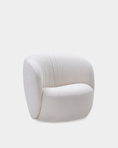 Ovata Swivel Large Lounge Chair - White Boucle-Cuddle 02