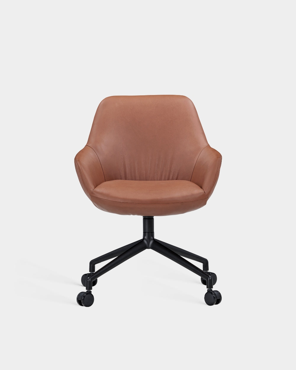 Sinum Swivel Arm Chair with Castors - Cognac Parma Leather