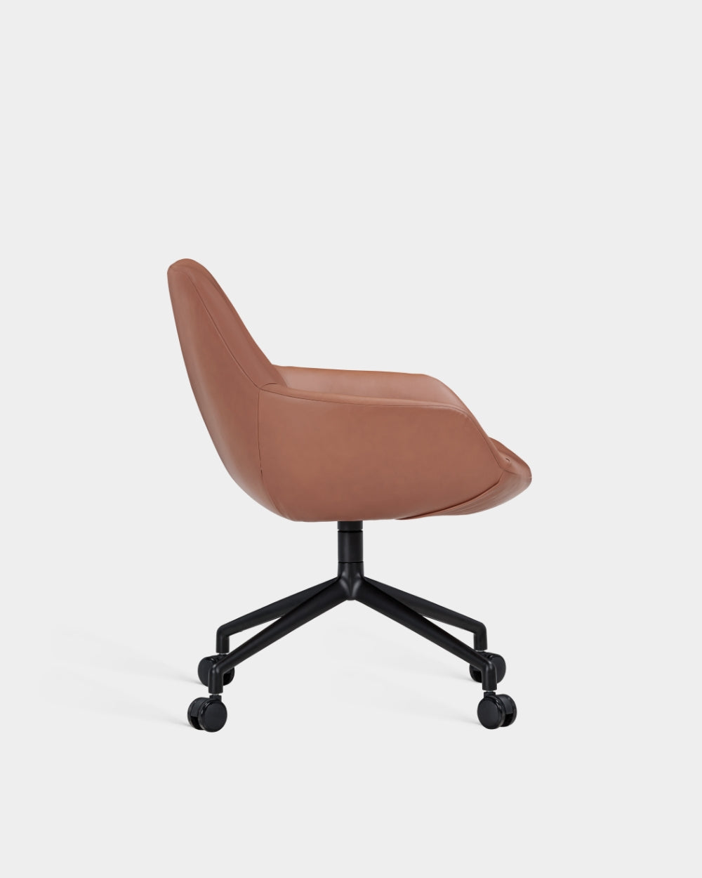 Sinum Swivel Arm Chair with Castors - Cognac Parma Leather
