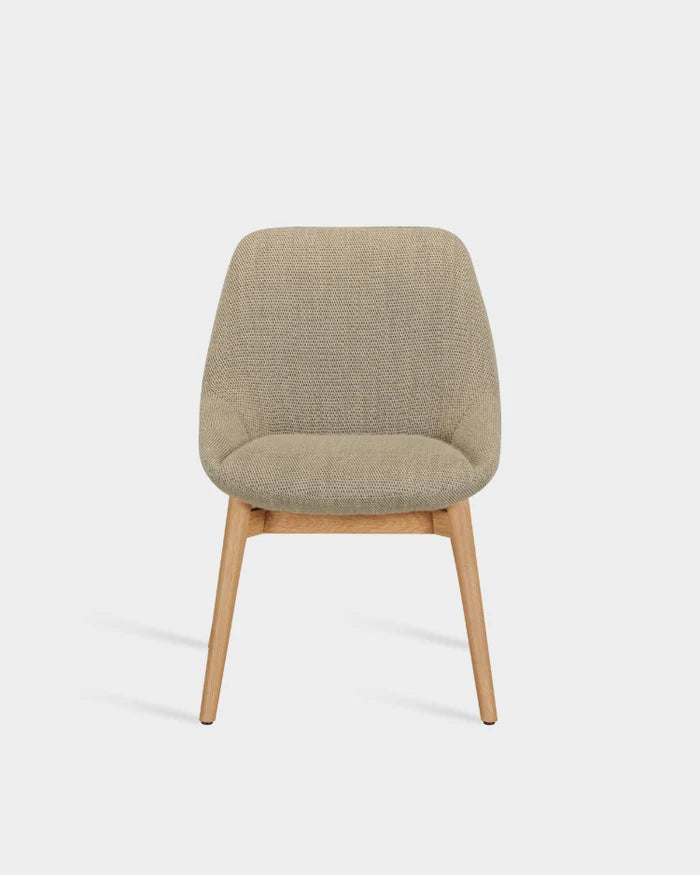 Sinum Dining Chair with Wooden Base - Stone Beige-Turn 04
