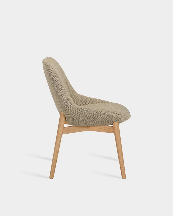 Sinum Dining Chair with Wooden Base - Stone Beige-Turn 04
