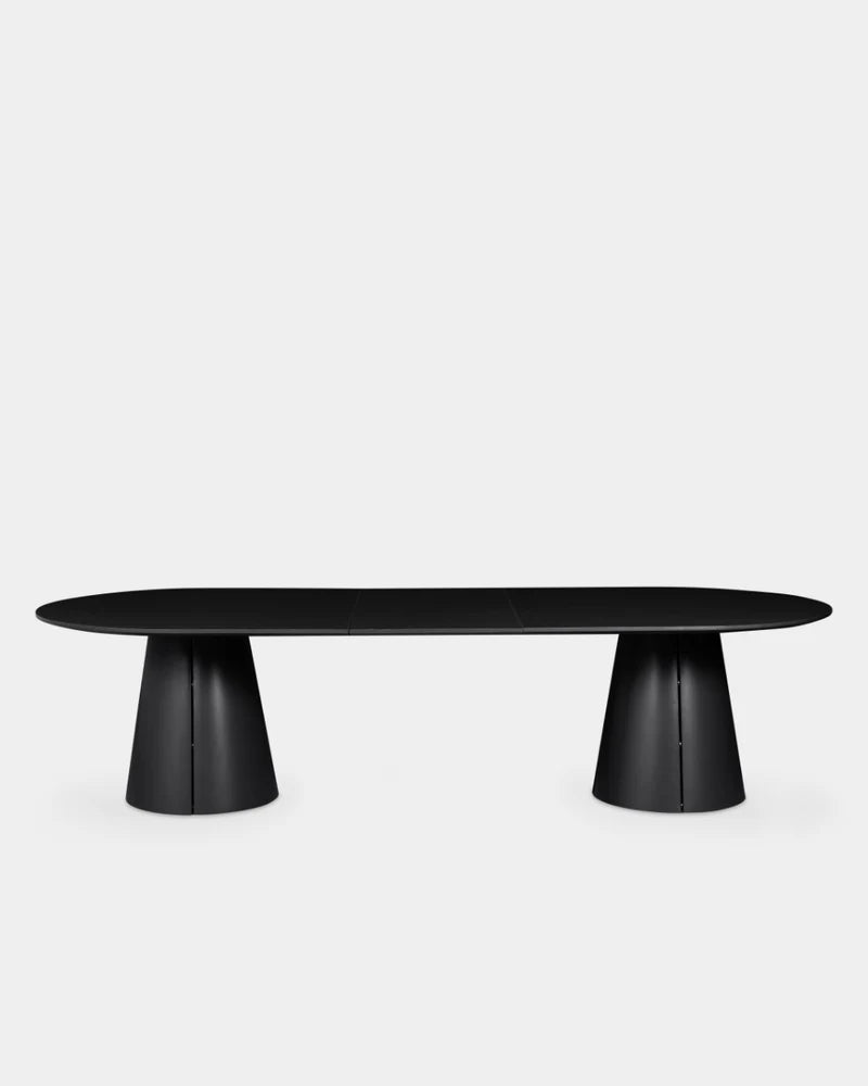 Trim Rectangular Dining Table - 3000mm - Black Laminate with Power Plug